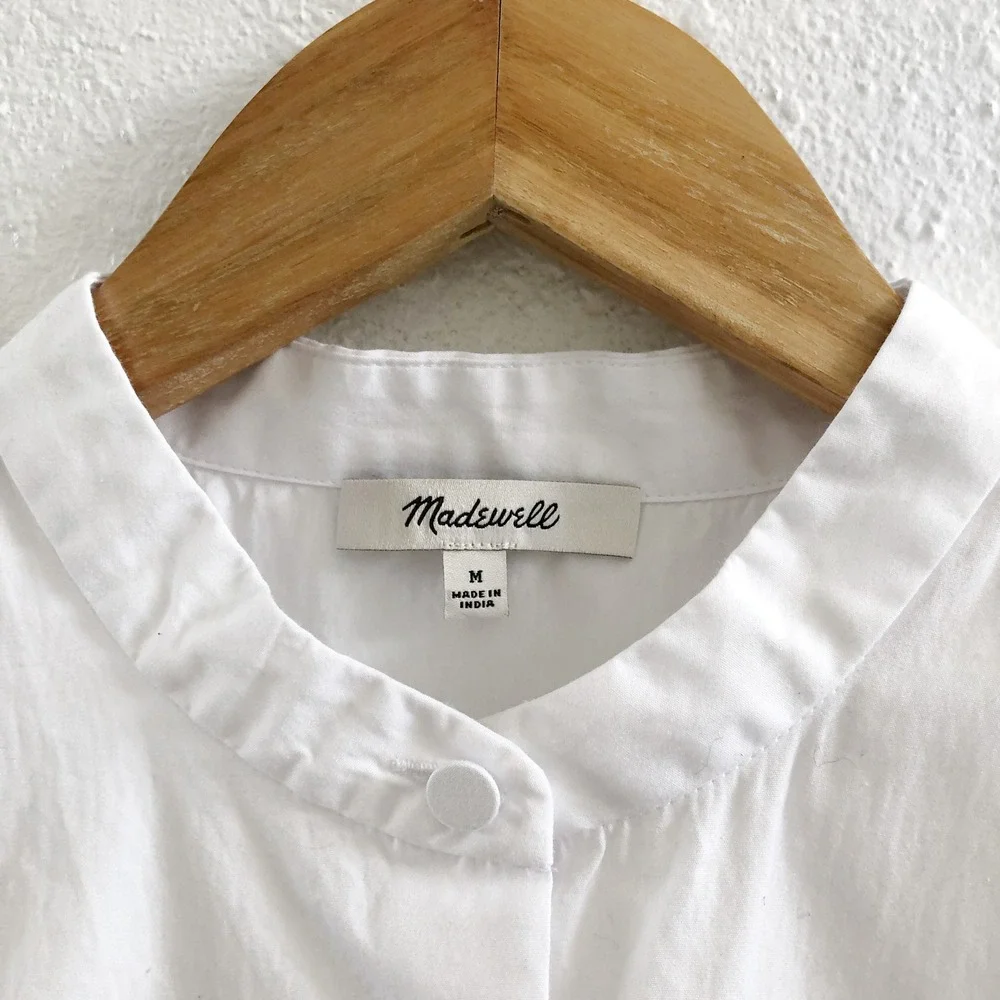 MADEWELL Paulina Cotton Poplin Band Collar Button-Up Shirt Size Medium - Picture 7 of 9